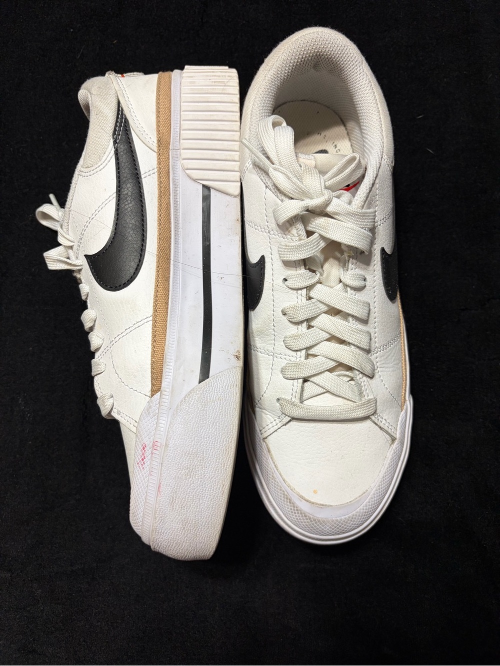 Nike White Low-Top Sneakers with Black Swoosh